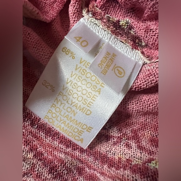 ESCADA Pink Floral Paisley Knit Button Up V - neck Cardigan Sweater. Size EU 40 - Picture 8 of 8